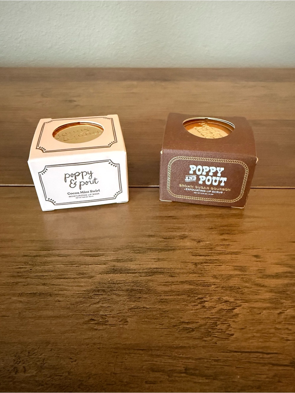 Poppy & Pout Cocoa Mint Swirl Lip Mask and Brown Sugar Bourbon Lip Scrub Duo